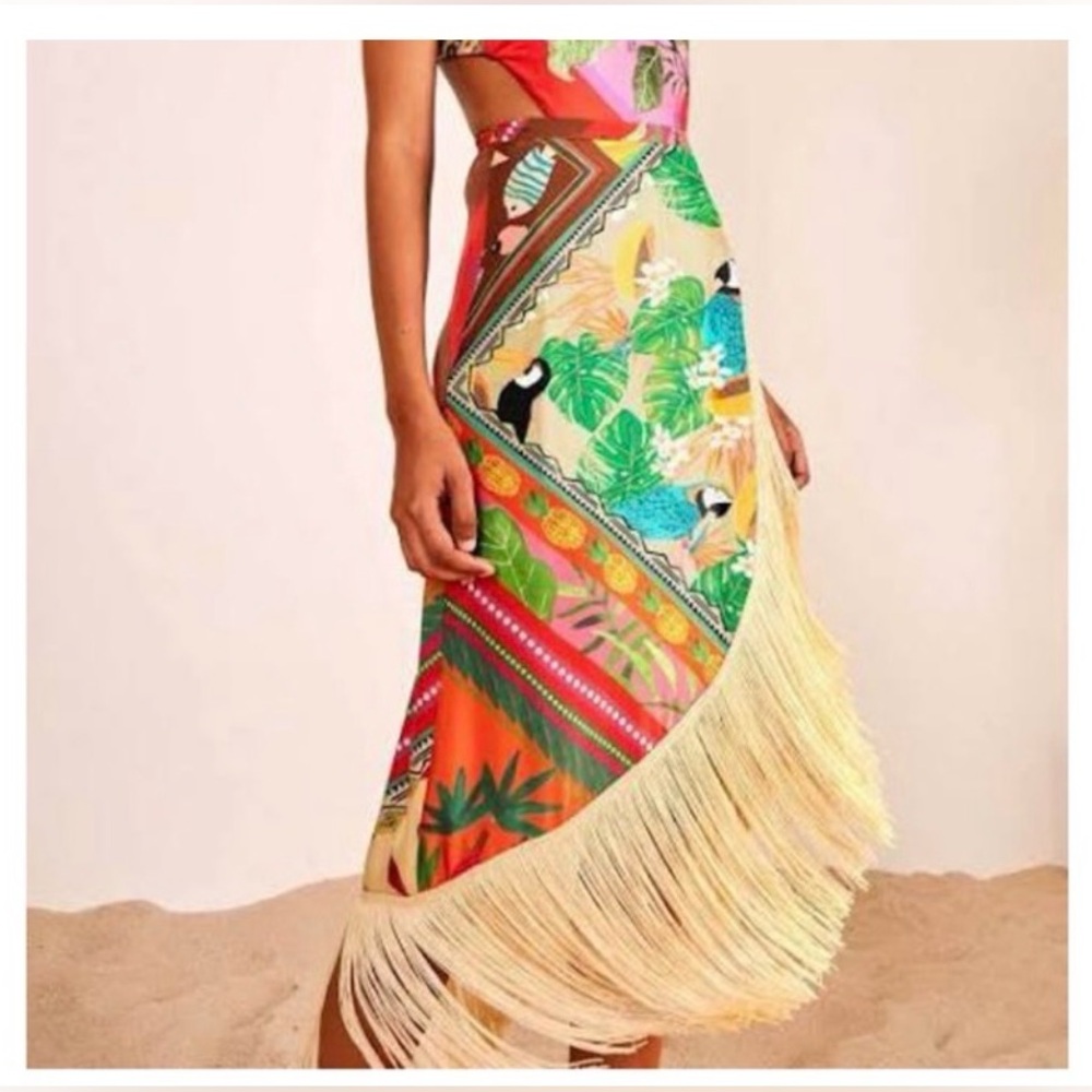 Farm Rio Mix Scarfs Summer Wrap Skirt